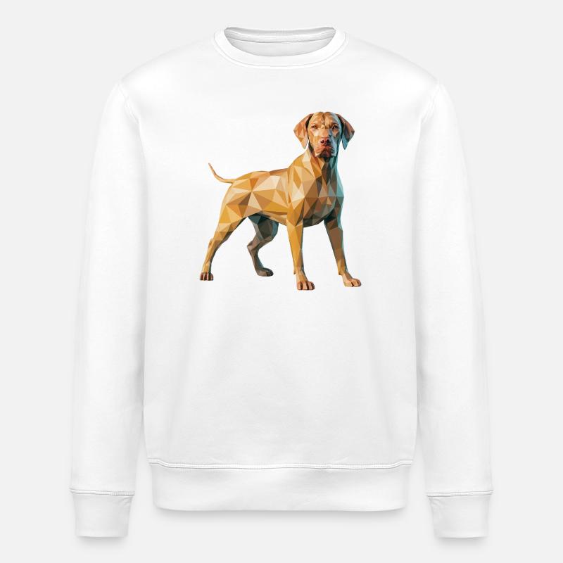 Brown Dog - Cool Low Poly  Logo - Stanley/Stella ROLLER Unisex Organic Sweatshirt - white