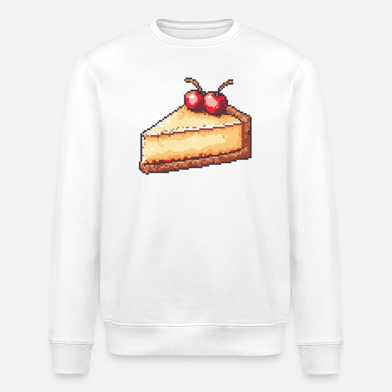 Pixel Cheesecake Cherry Slice - Stanley/Stella Unisex Bio-Sweatshirt ROLLER - Weiß