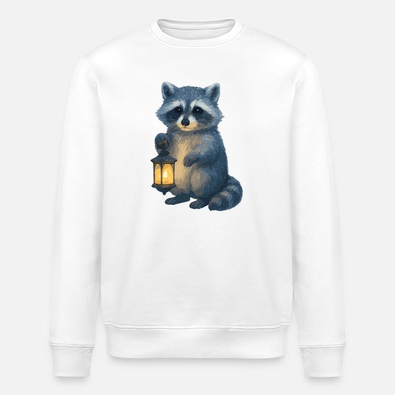 Raton laveur avec lanterne – Design d’hiver - Sweat bio ROLLER Stanley/Stella Unisexe - blanc