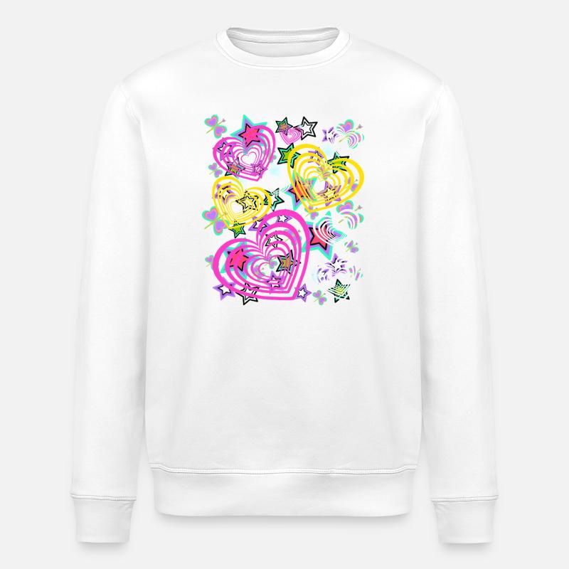 Coeurs Retro Heart - Sweat bio ROLLER Stanley/Stella Unisexe - blanc