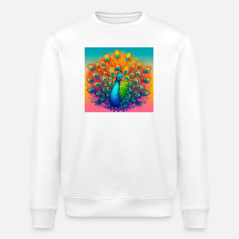 påfugl - Stanley/Stella økologisk unisex-sweatshirt ROLLER - hvid