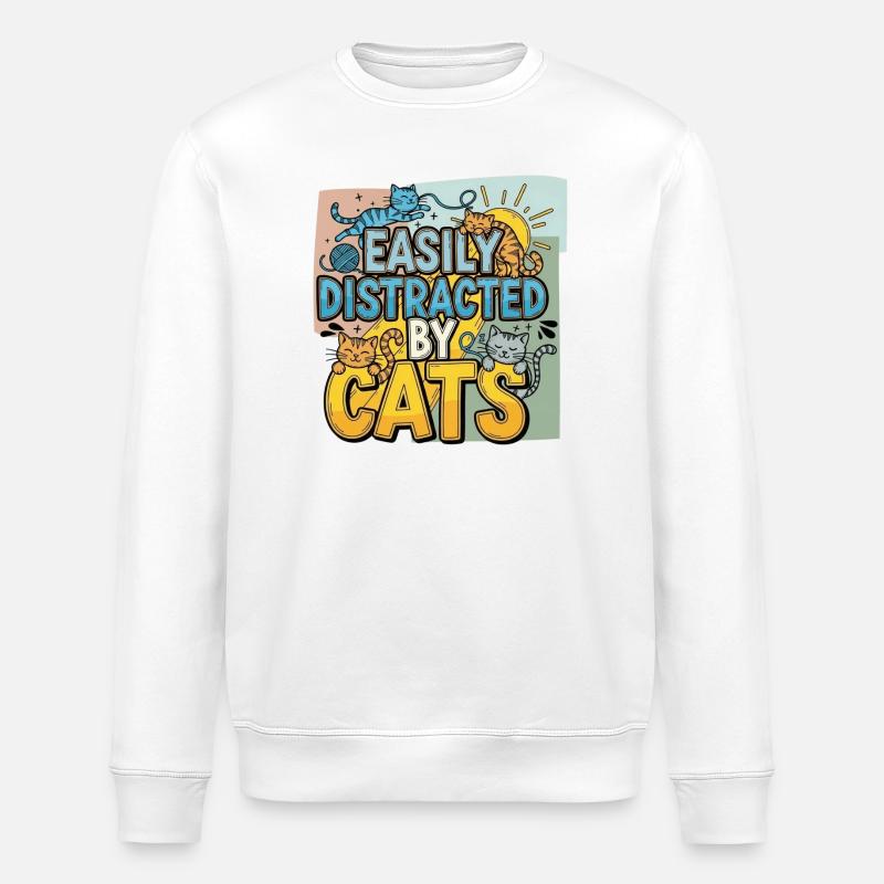 Facilement distrait par les chats - Sweat bio ROLLER Stanley/Stella Unisexe - blanc