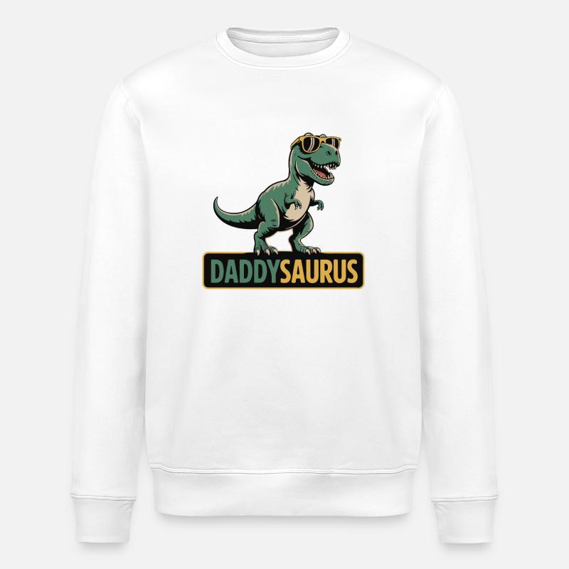 DaddySaurus Dino Tee - Stanley/Stella ROLLER Unisex Organic Sweatshirt - white
