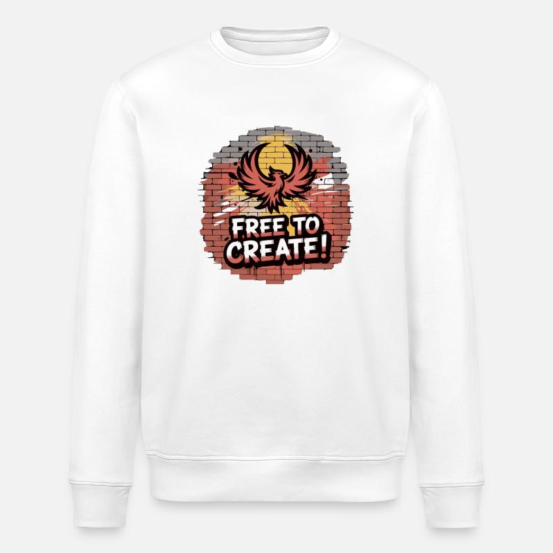 Phoenix Graffiti Free to Create - Stanley/Stella ROLLER Unisex Organic Sweatshirt - white