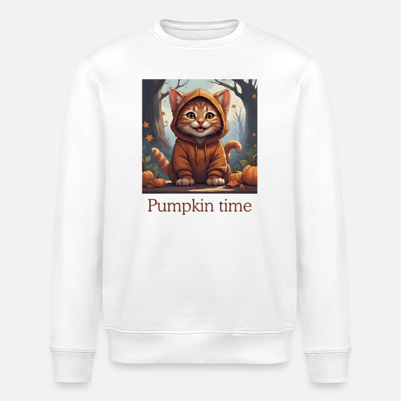 Chat mignon d’Halloween - Sweat bio ROLLER Stanley/Stella Unisexe - blanc