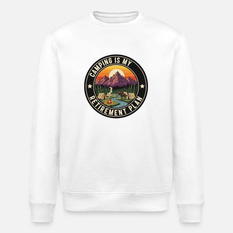 Retiree Camping Retirement Plan - Stanley/Stella ROLLER Unisex Organic Sweatshirt - white