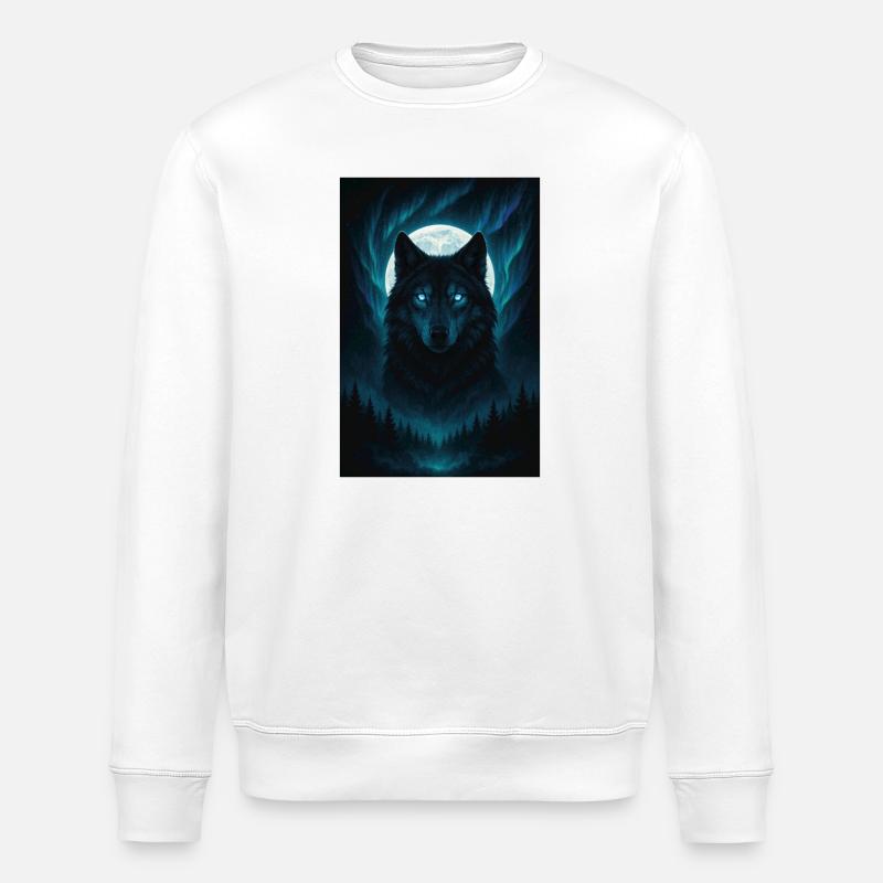 Mystic Wolf Before Full Moon - Stanley/Stella ROLLER Unisex Organic Sweatshirt - white