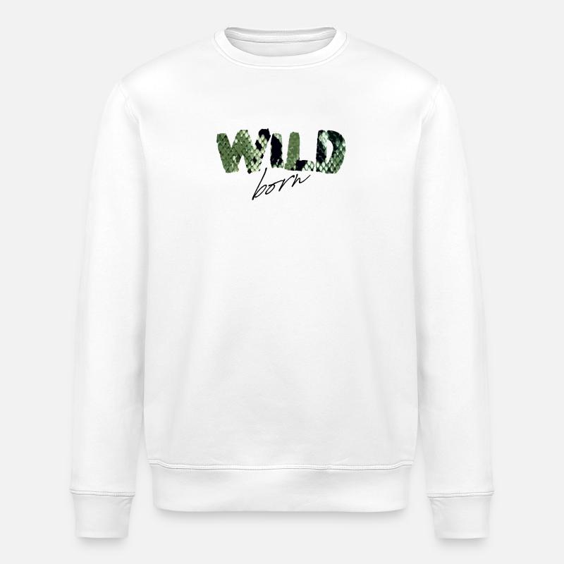 Wild Born serpent imprimé lettres - Sweat bio ROLLER Stanley/Stella Unisexe - blanc