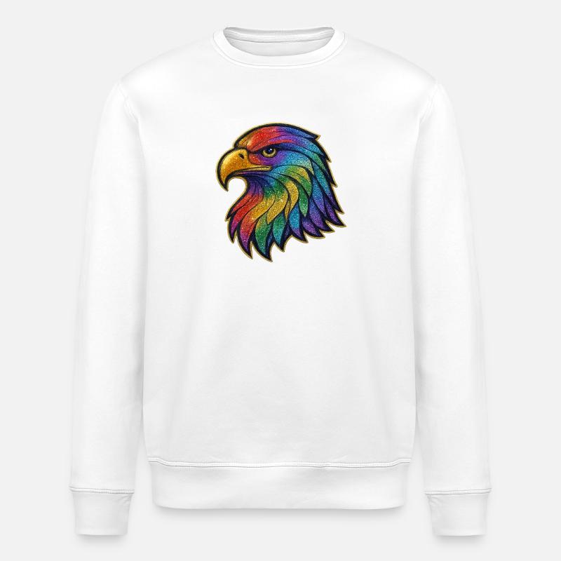Rainbow Eagle Head Patch - Stanley/Stella ROLLER Unisex Organic Sweatshirt - white