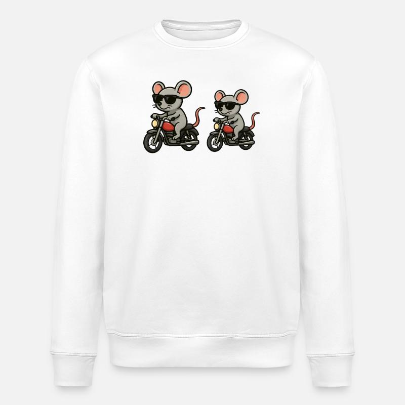 Maus Motorrad Sonnenbrille - Stanley/Stella Unisex Bio-Sweatshirt ROLLER - Weiß