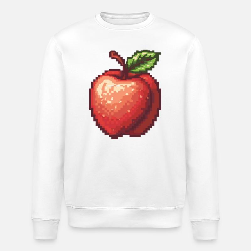 Retro Pixel Apfel - Stanley/Stella Unisex Bio-Sweatshirt ROLLER - Weiß