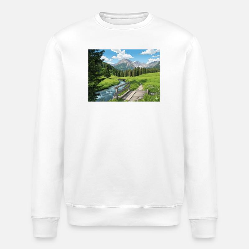 Alpine Flussweg Panorama - Stanley/Stella Unisex Bio-Sweatshirt ROLLER - Weiß