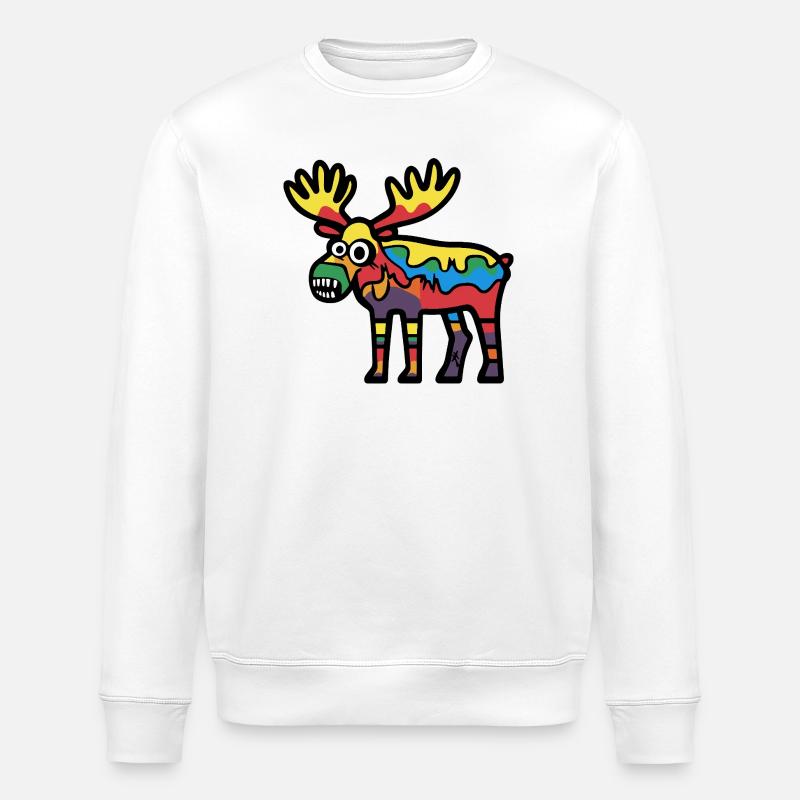 Elch Halloween Comic Lustig - Stanley/Stella Unisex Bio-Sweatshirt ROLLER - Weiß
