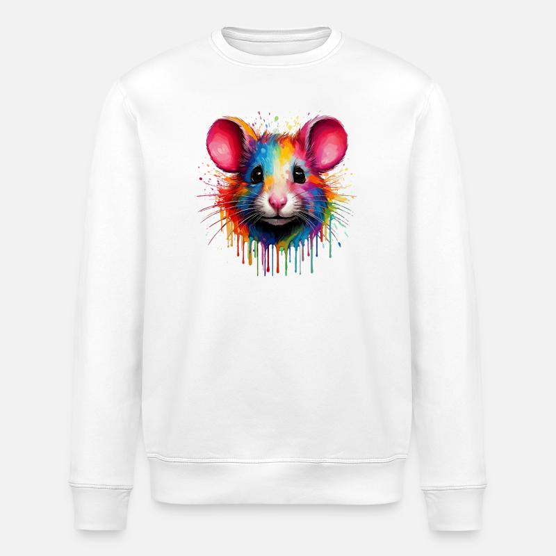 Regenbogenmaus Kopf - Stanley/Stella Unisex Bio-Sweatshirt ROLLER - Weiß