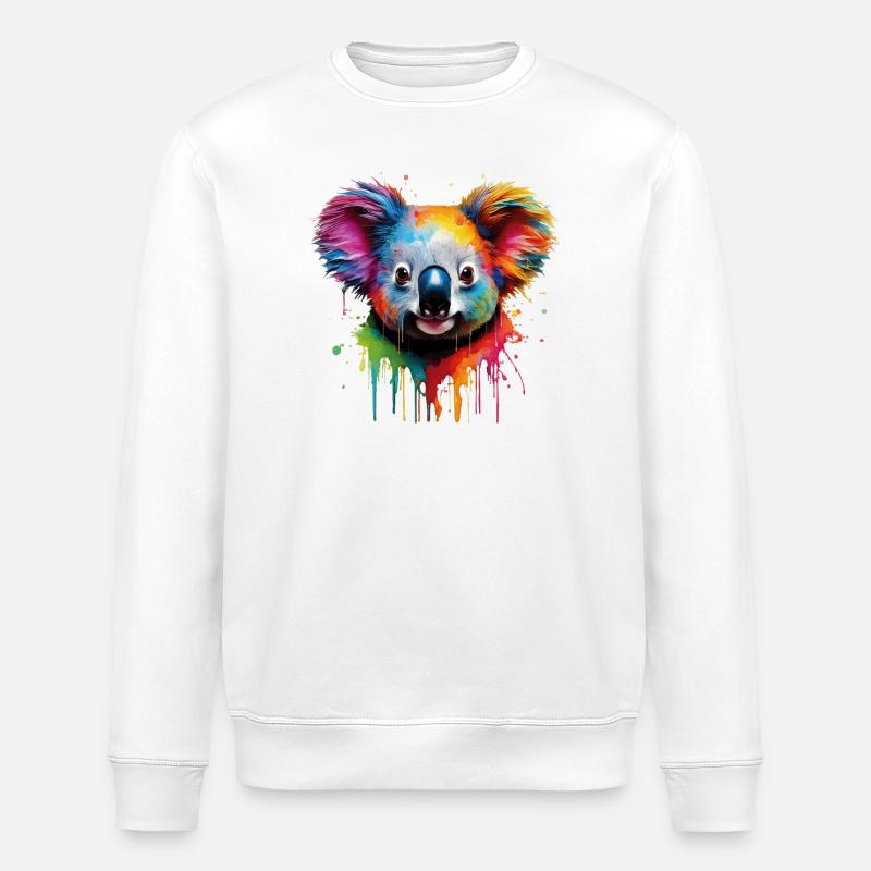 Arc-en-ciel Koala Aquarelle - Sweat bio ROLLER Stanley/Stella Unisexe - blanc