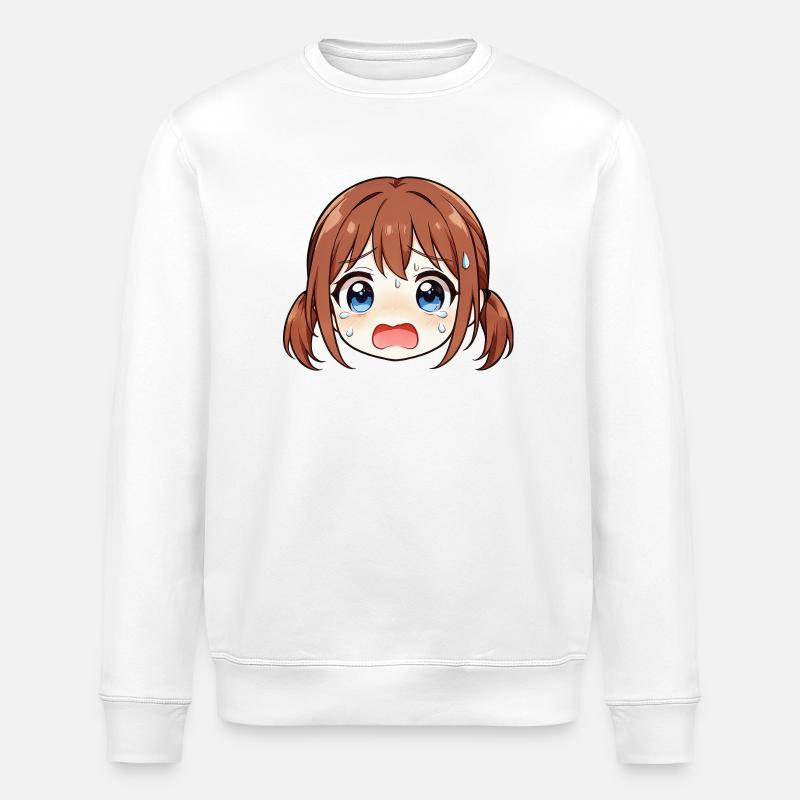 Weinendes Manga-Gesicht - Stanley/Stella Unisex Bio-Sweatshirt ROLLER - Weiß