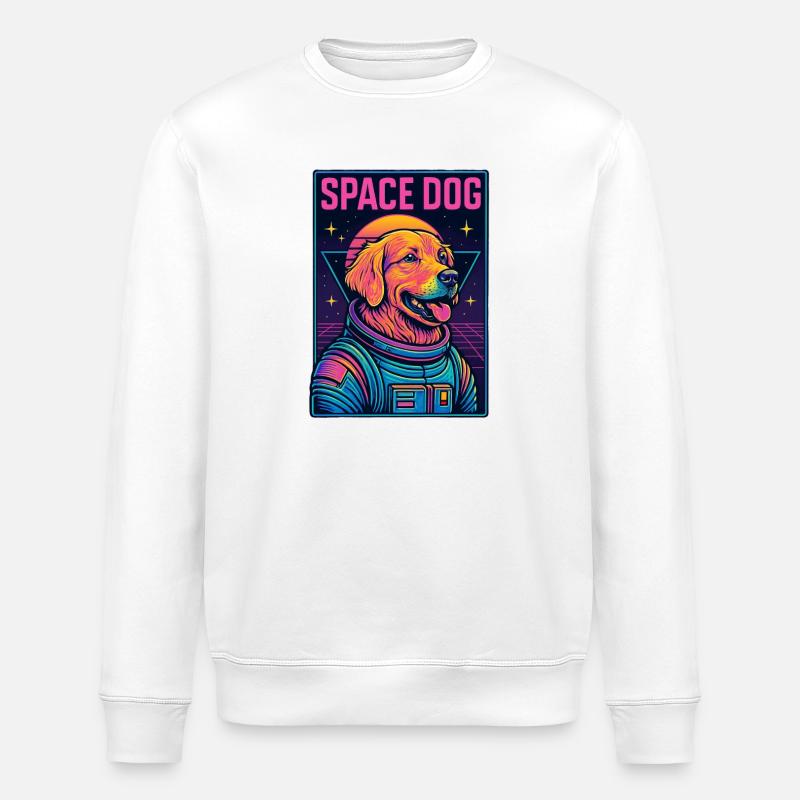 Neon Weltraum Hund Astronaut - Stanley/Stella Unisex Bio-Sweatshirt ROLLER - Weiß
