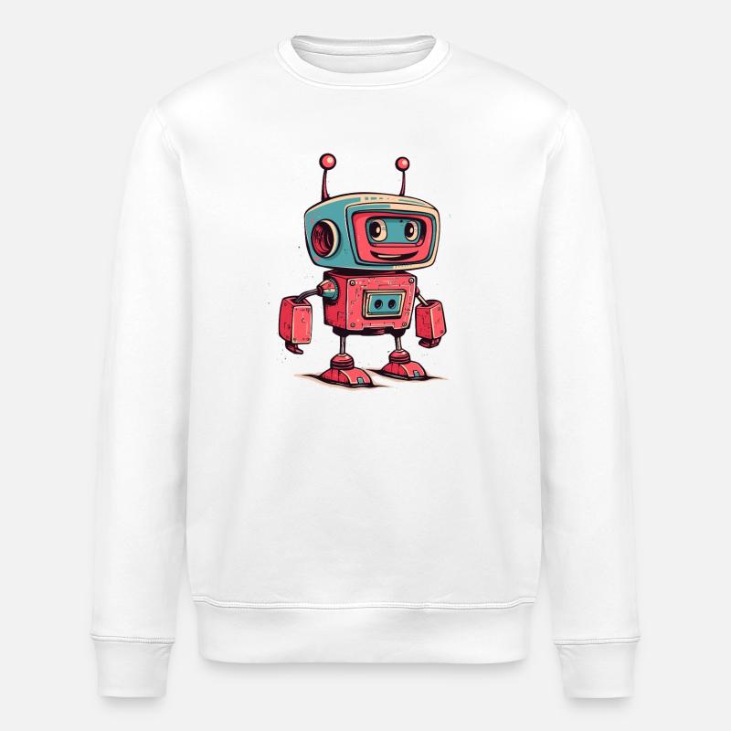 Dessin animé robot rétro - Sweat bio ROLLER Stanley/Stella Unisexe - blanc