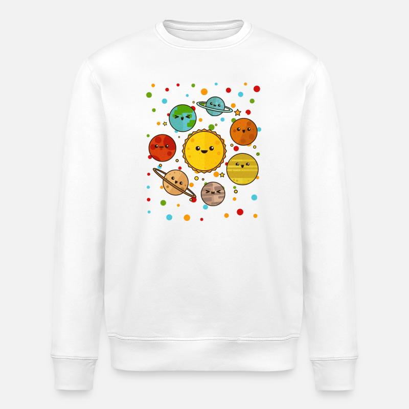Spotty Solar System Tee - Stanley/Stella ROLLER Unisex Organic Sweatshirt - white