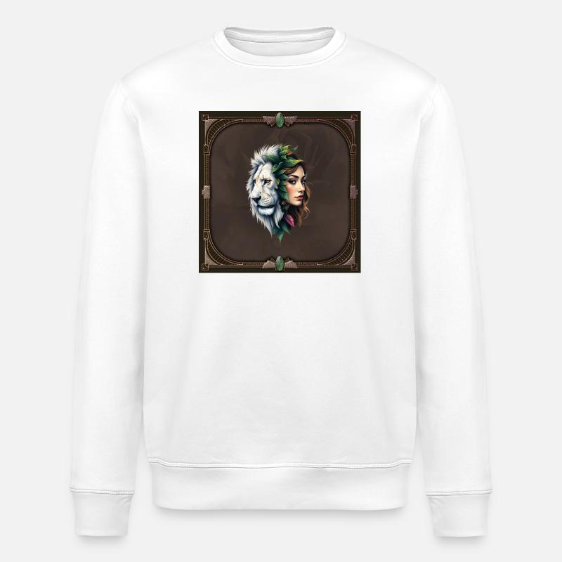 León y Musa Floral - Stanley/Stella Unisex Bio-Sweatshirt ROLLER - Weiß