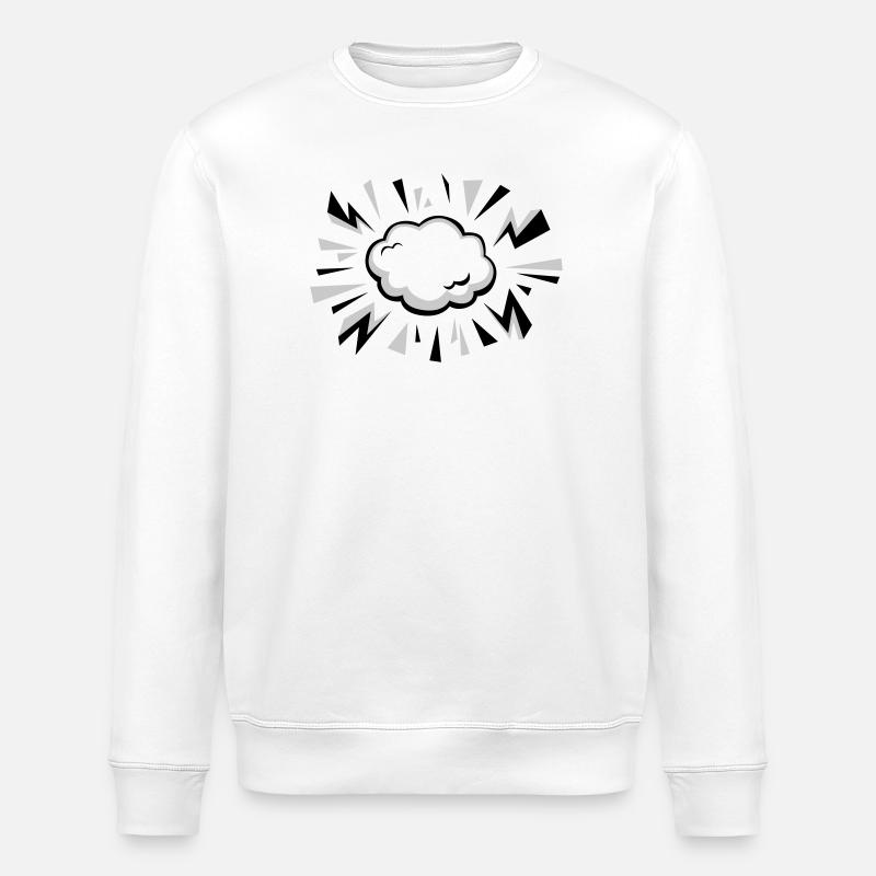 Comic Wolke mit Blitzen - Stanley/Stella Unisex Bio-Sweatshirt ROLLER - Weiß