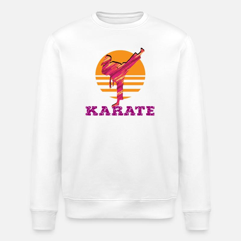 Karaté Coucher de soleil Silhouette - Sweat bio ROLLER Stanley/Stella Unisexe - blanc
