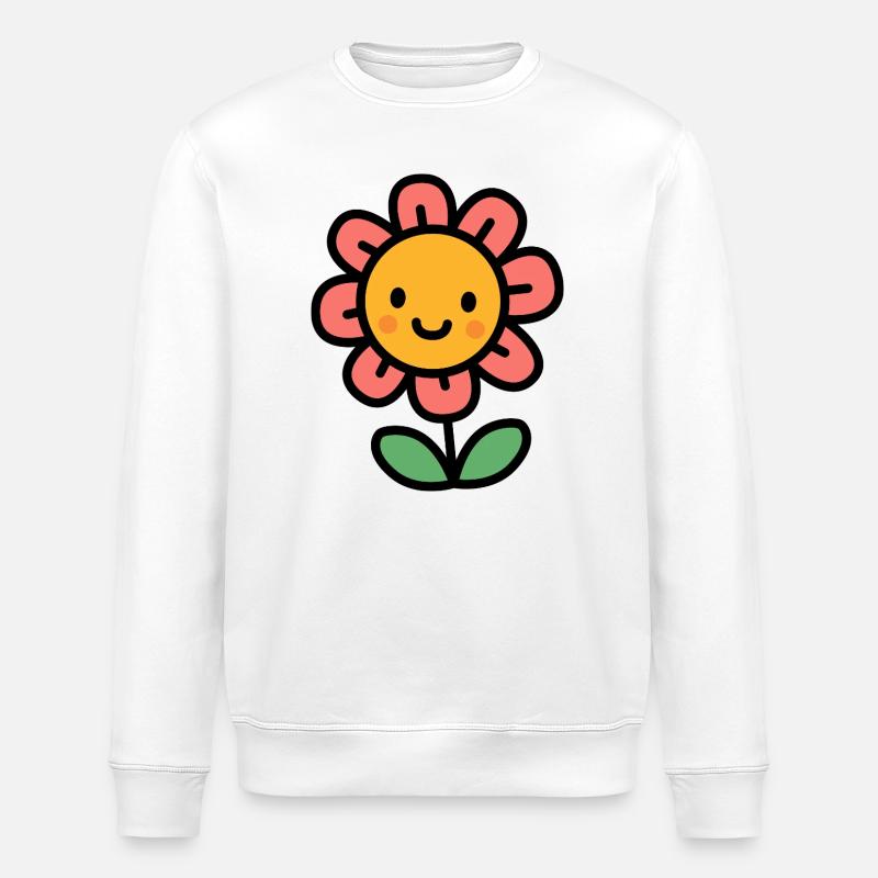 Kawaii Blume mit großer Blüte - Stanley/Stella Unisex Bio-Sweatshirt ROLLER - Weiß