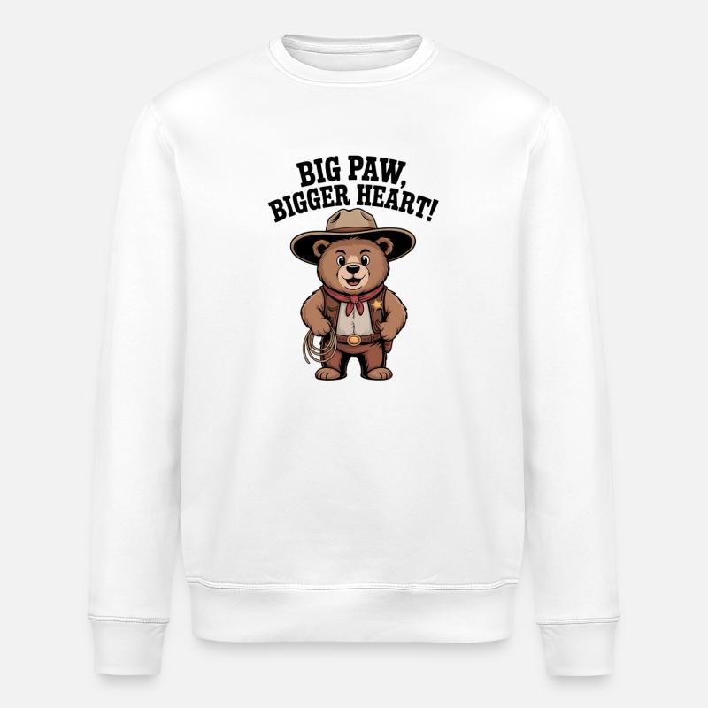 Grand ours cow-boy avec cœur - Sweat bio ROLLER Stanley/Stella Unisexe - blanc