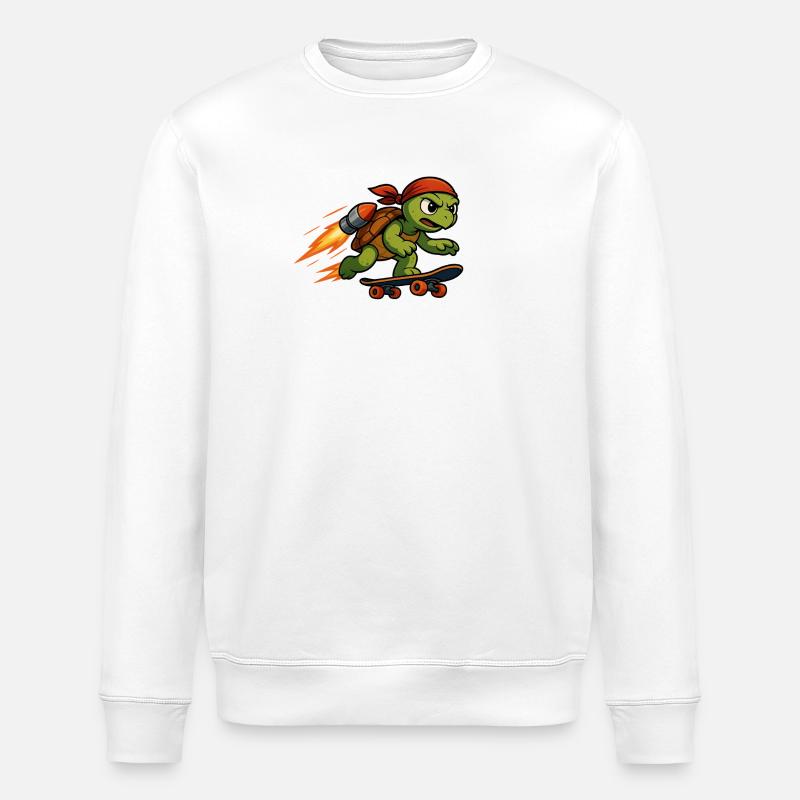 Rocket turtle on skateboard - Stanley/Stella ROLLER Unisex Organic Sweatshirt - white