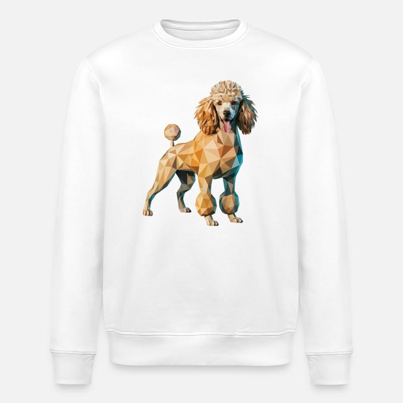 Poodle - Cool Low Poly Logo - Stanley/Stella ROLLER Unisex Organic Sweatshirt - white