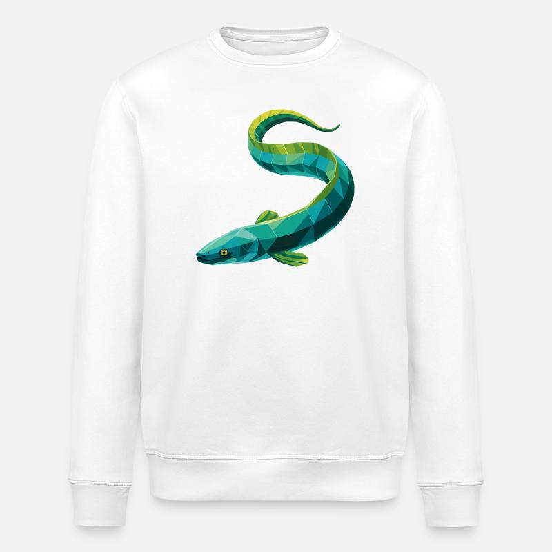 Eel - Cool Low Poly Logo - Stanley/Stella ROLLER Unisex Organic Sweatshirt - white