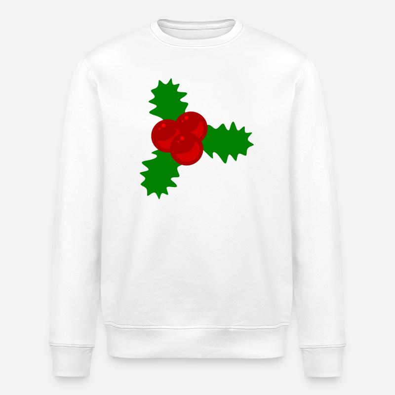 Motif de Noël Baies de Houx - Sweat bio ROLLER Stanley/Stella Unisexe - blanc