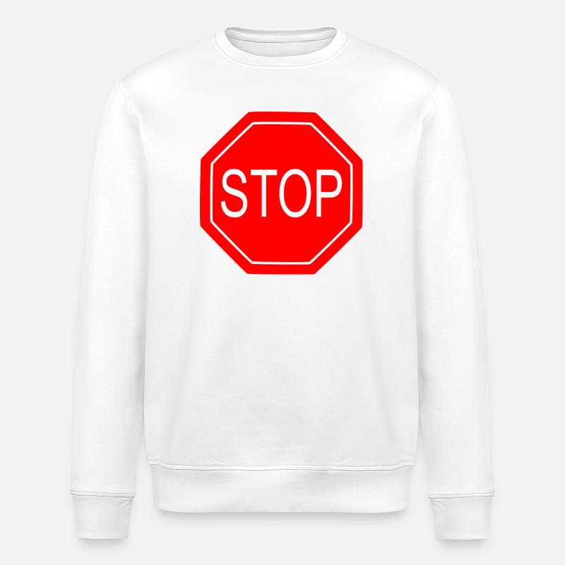 Panneau d’arrêt Imprimé graphique audacieux - Sweat bio ROLLER Stanley/Stella Unisexe - blanc