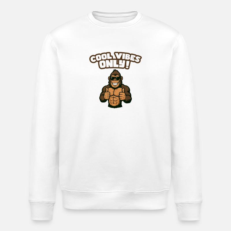 Gorille aux vibrations cool - Sweat bio ROLLER Stanley/Stella Unisexe - blanc