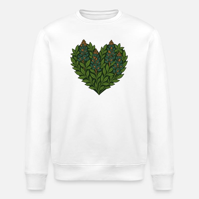 Motif de feuilles de cœur botanique - Sweat bio ROLLER Stanley/Stella Unisexe - blanc