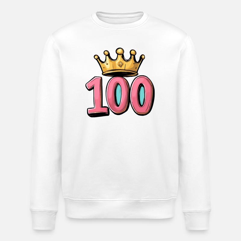 100 Number Crown - Stanley/Stella ROLLER Unisex Organic Sweatshirt - white