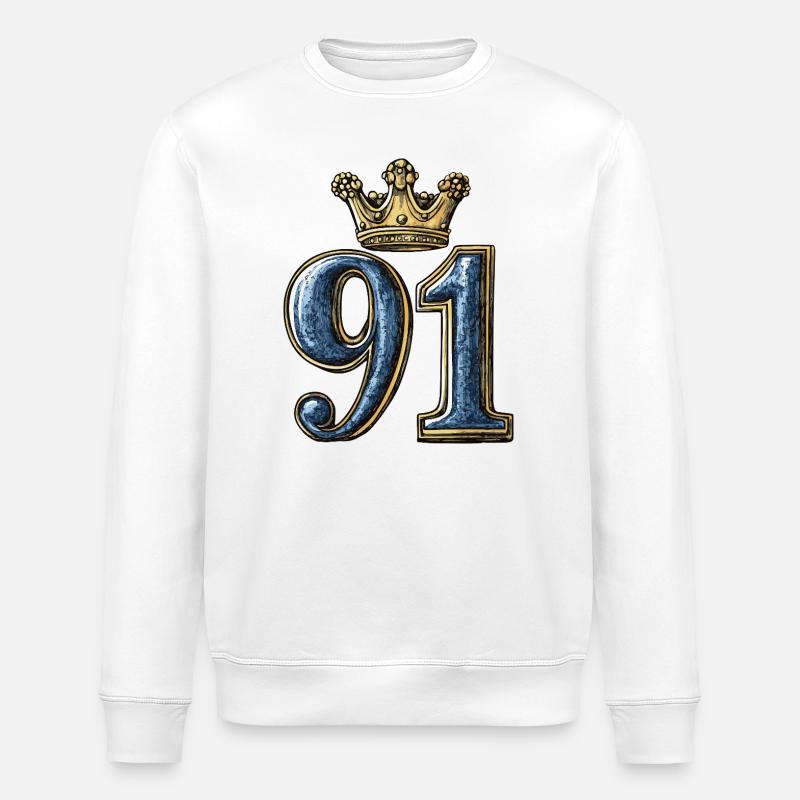 91 Zahl Krone - Stanley/Stella Unisex Bio-Sweatshirt ROLLER - Weiß