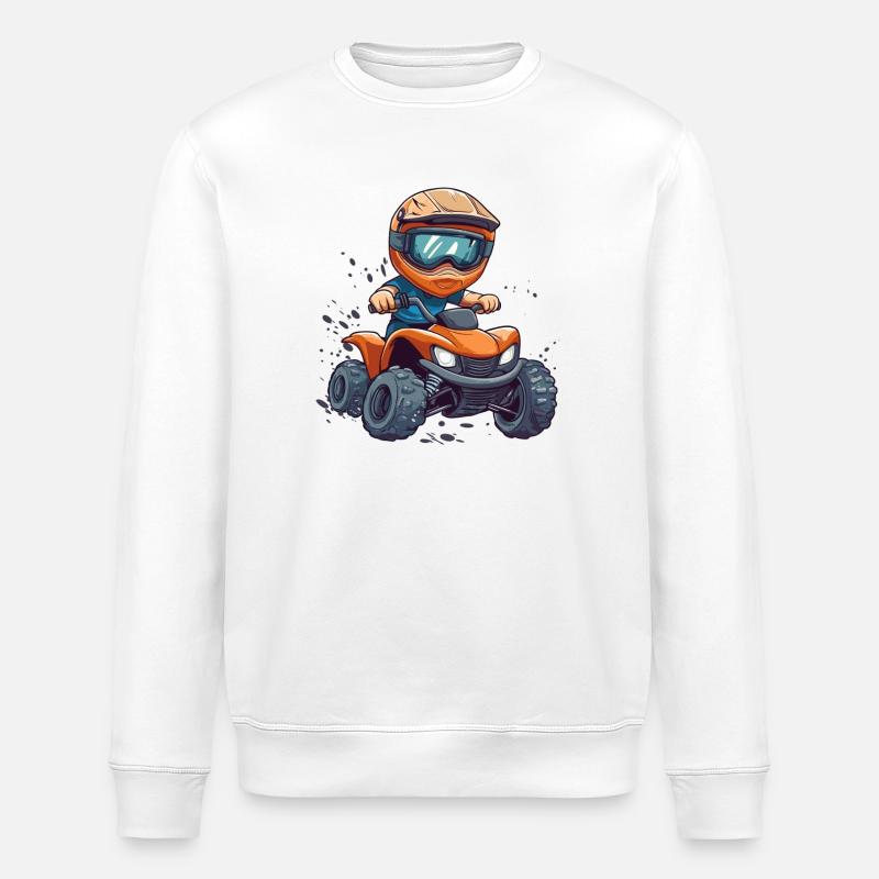 Kinderquad Abenteuer Cartoon - Stanley/Stella Unisex Bio-Sweatshirt ROLLER - Weiß