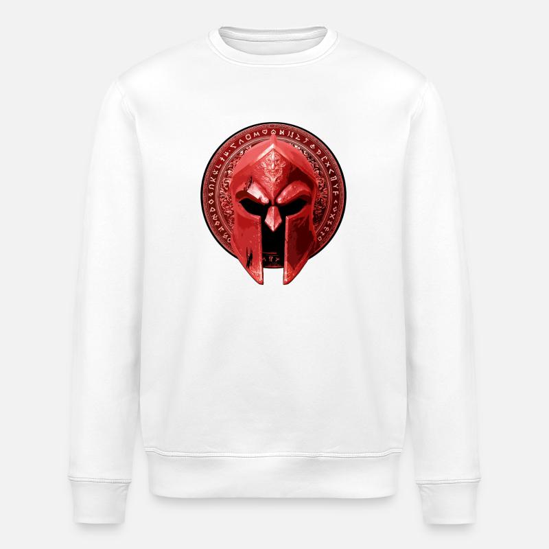 Spartański Hełm Gladiator Czerwony - Ekologiczna bluza typu unisex Stanley/Stella ROLLER - biały