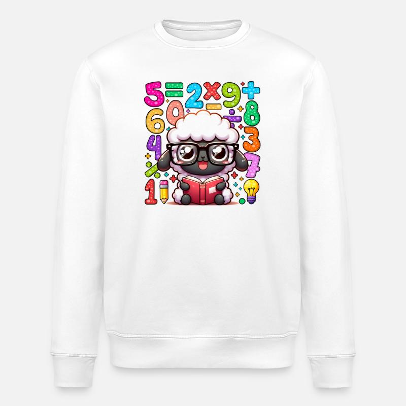 Number Day Math Sheep Reading Glasses - Stanley/Stella ROLLER Unisex Organic Sweatshirt - white