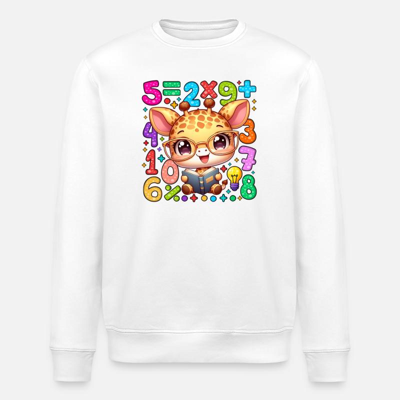 Number Day Giraffe Reading Math Book - Stanley/Stella ROLLER Unisex Organic Sweatshirt - white