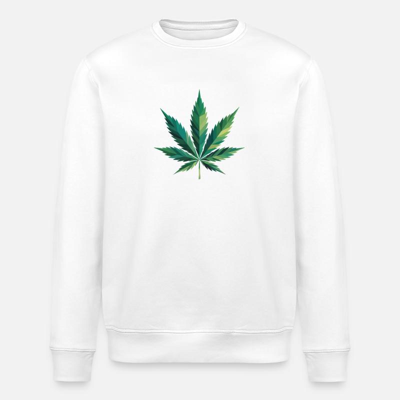 Cannabis Leaf - Funny Cannabis Memes - Stanley/Stella ROLLER Unisex Organic Sweatshirt - white