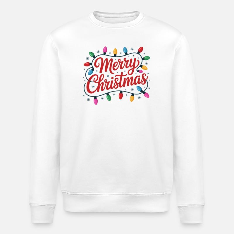 Merry Christmas Luminous String Lights - Stanley/Stella ROLLER Unisex Organic Sweatshirt - white