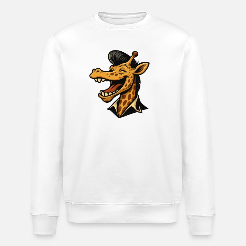 Stretch with Style – Cool Giraffe - Stanley/Stella ROLLER Unisex Organic Sweatshirt - white