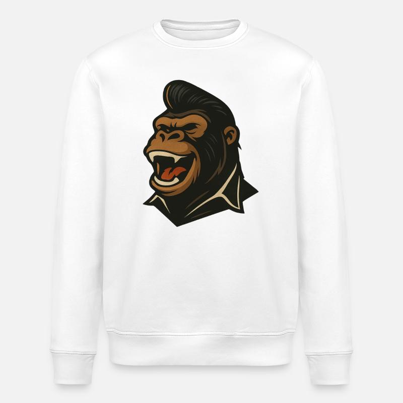 Stomp with Style – Gorilla Edition - Stanley/Stella ROLLER Unisex Organic Sweatshirt - white