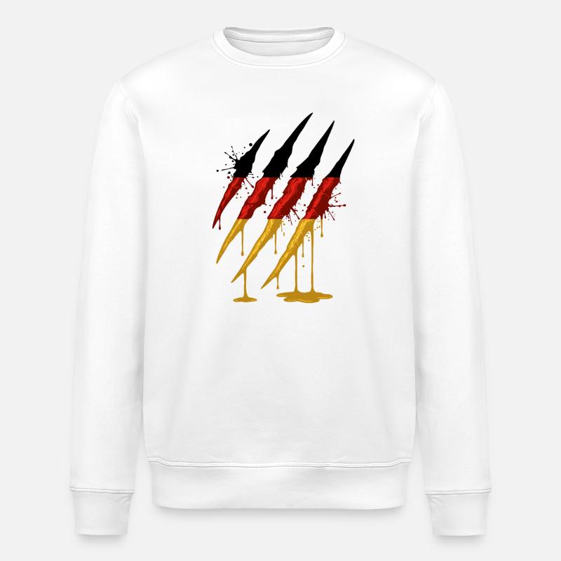 Griffe Allemagne Drapeau Scratch Trace - Sweat bio ROLLER Stanley/Stella Unisexe - blanc