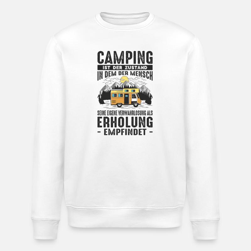 Funny camping & camper saying - Stanley/Stella ROLLER Unisex Organic Sweatshirt - white