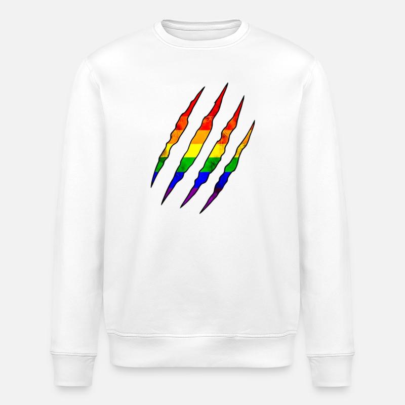 Pride Claw Rainbow Statement Scratch Trace - Stanley/Stella ROLLER Unisex Organic Sweatshirt - white