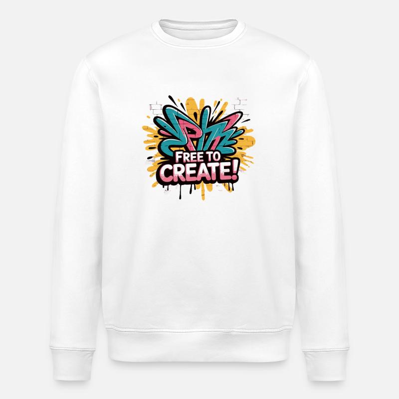 Graffiti Burst Free to Create - Stanley/Stella ROLLER Unisex Organic Sweatshirt - white