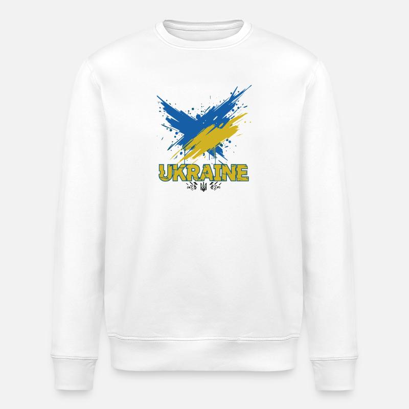 Ukraine Flagge Splash Art - Stanley/Stella Unisex Bio-Sweatshirt ROLLER - Weiß